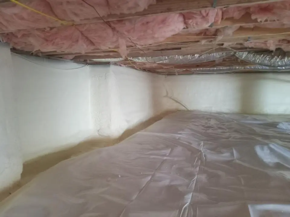 Crawl space encapsulation with closed-cell spray foam for Attic Insulation in Diboll